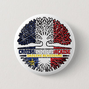 Acadia Acadian French France Tree Roots Flag 6 Cm Round Badge