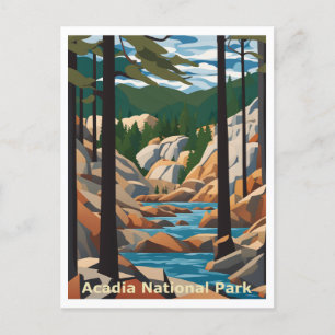 Acadia Maine Abstract Graphic Art Design Postcard