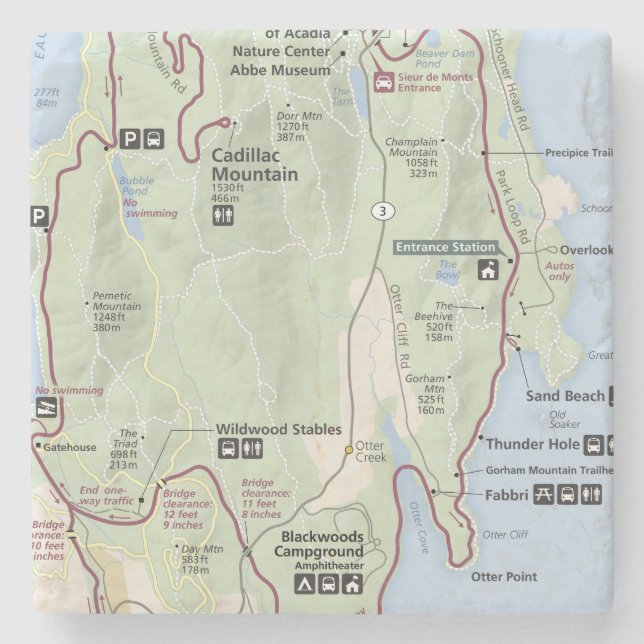 Acadia map coaster (Front)