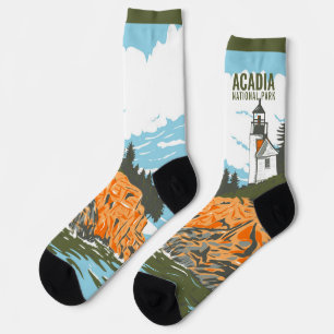 Acadia National Park Bar Harbour Lighthouse Socks