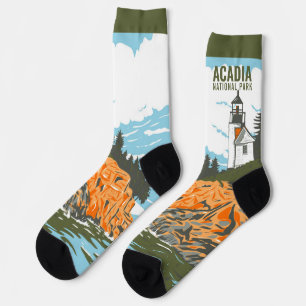 Acadia National Park Bar Harbour Lighthouse Socks
