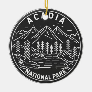 Acadia National Park Bar Harbour Monoline  Ceramic Ornament