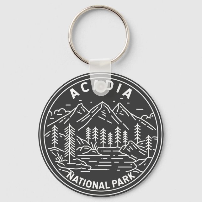 Acadia National Park Bar Harbour Monoline Key Ring (Front)