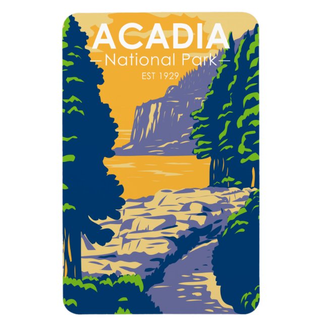 Acadia National Park Bar Harbour Ocean Path Maine Magnet (Vertical)