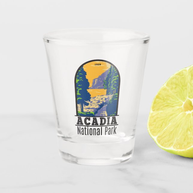 Acadia National Park Bar Harbour Ocean Path Shot Glass (Front)