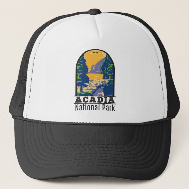Acadia National Park Bar Harbour Ocean Path Trucker Hat (Front)