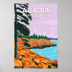 Acadia National Park Bar Harbour Vintage Poster