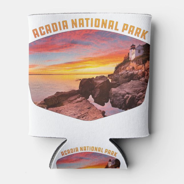 Acadia National Park coast & lighthouse Mount Can Cooler (Front)