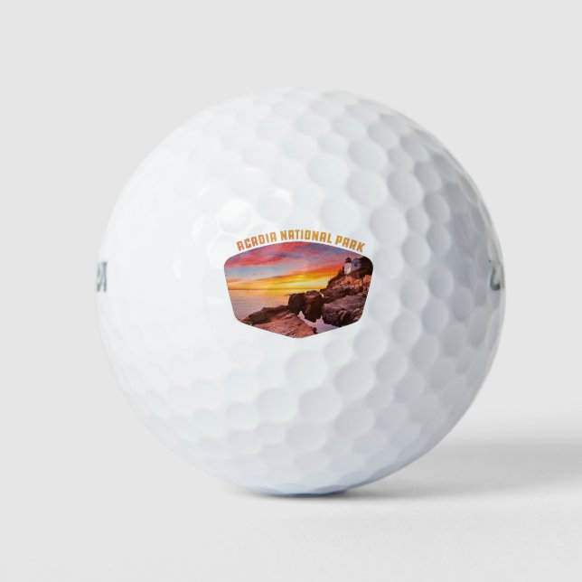 Acadia National Park coast & lighthouse Mount Golf Balls (Front)