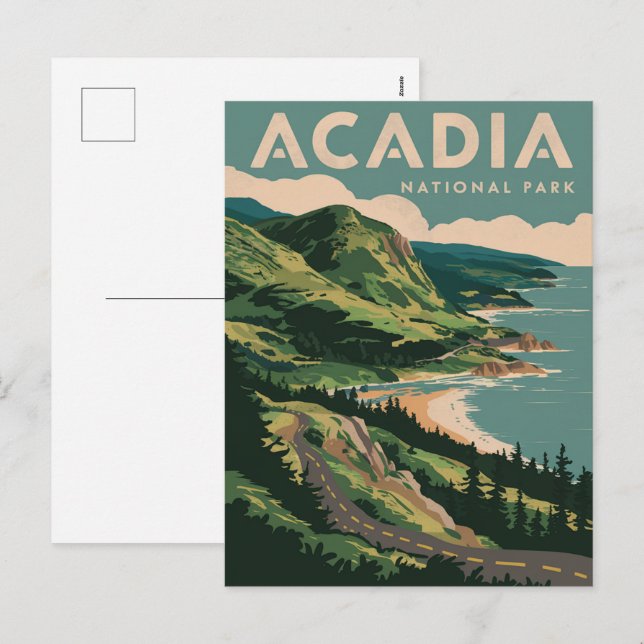 Acadia National Park Coastline Holiday Postcard (Front/Back)