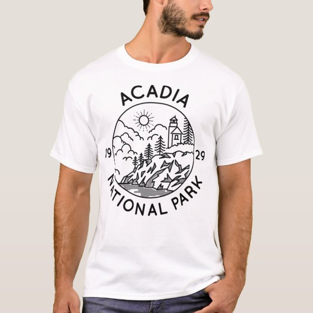 Acadia National Park Cool Black Line Art Outdoor G T-Shirt (Front)
