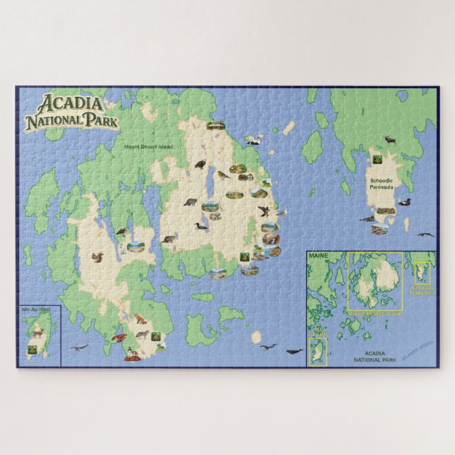 Acadia National Park Illustrated Map Puzzle (Horizontal)