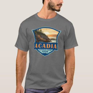 Acadia National Park Illustration Travel Retro Bad T-Shirt