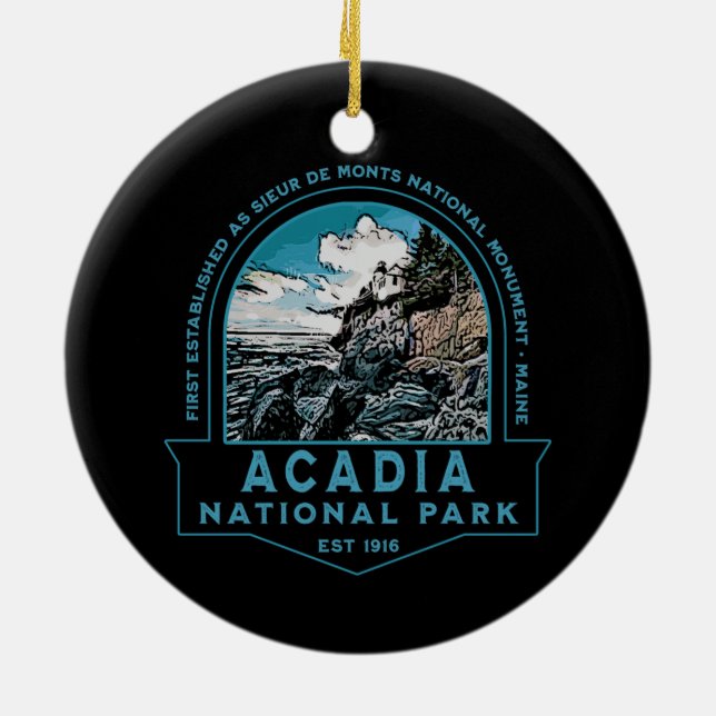 ACADIA NATIONAL PARK LIGHTHOUSE COLLECTOR HOLIDAY  CERAMIC ORNAMENT (Back)
