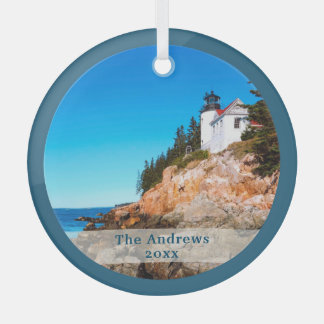 Acadia National Park Lighthouse Glass Tree Decoration