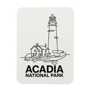 Acadia National Park Lighthouse Line Art Magnet