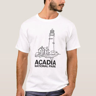 Acadia National Park Lighthouse Line Art T-Shirt