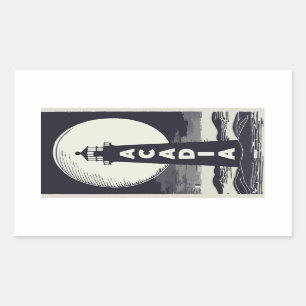 Acadia National Park Lighthouse Moon Rectangular Sticker
