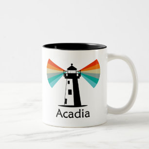 Acadia National Park Lighthouse Rainbow Two-Tone Coffee Mug