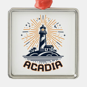 Acadia National Park Lighthouse Sunrise Metal Ornament
