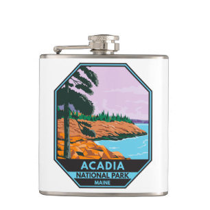 Acadia National Park Maine Bar Harbour Vintage Hip Flask