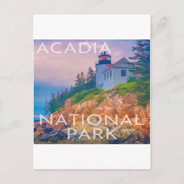 Acadia National Park Maine Bass Harbour Lighthouse Postcard (Front)