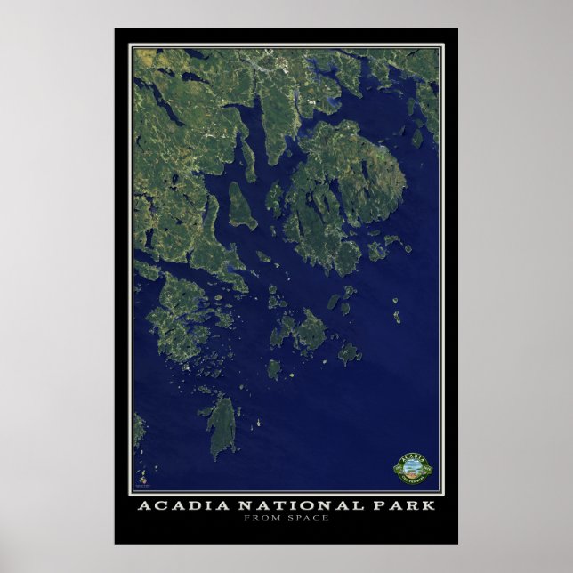 Acadia National Park Maine From Space Satellite Poster (Front)