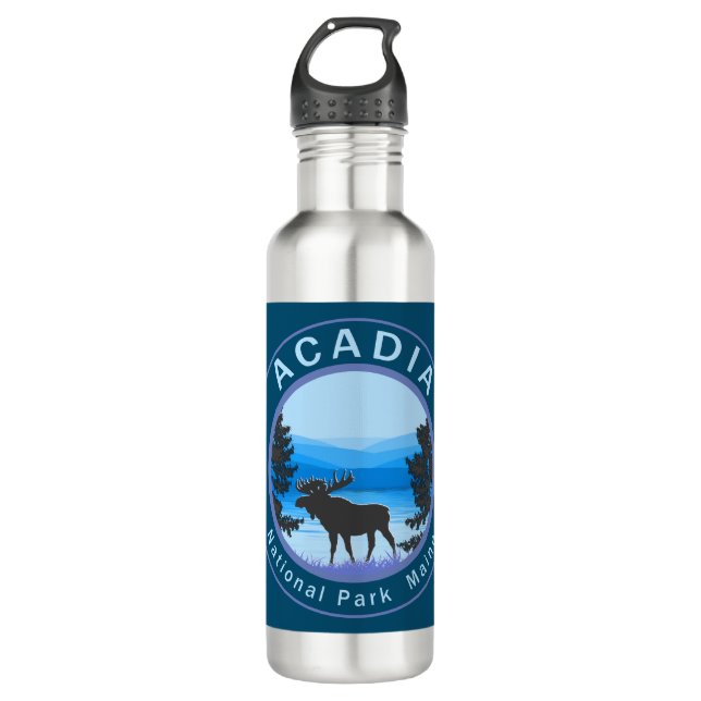 Acadia National Park Maine Moose 710 Ml Water Bottle (Front)