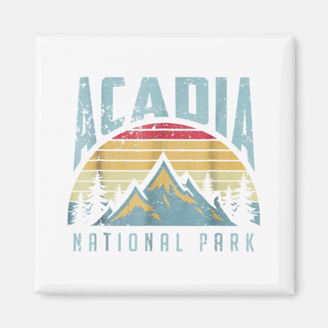Acadia National Park Maine Mountains Retro T Shirt Magnet (Front)
