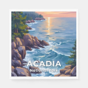 Acadia National Park Maine Painting Travel Art Napkin