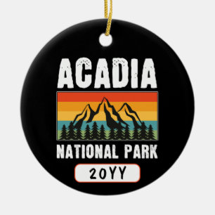 Acadia National Park, Maine Retro Custom Year Ceramic Ornament