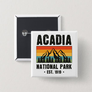 Acadia National Park, Maine Retro Vintage 15 Cm Square Badge