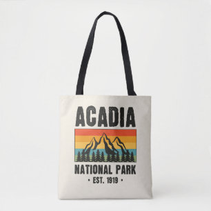 Acadia National Park, Maine Retro Vintage Tote Bag