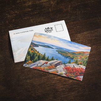 Acadia National Park Maine Watercolor Postcard
