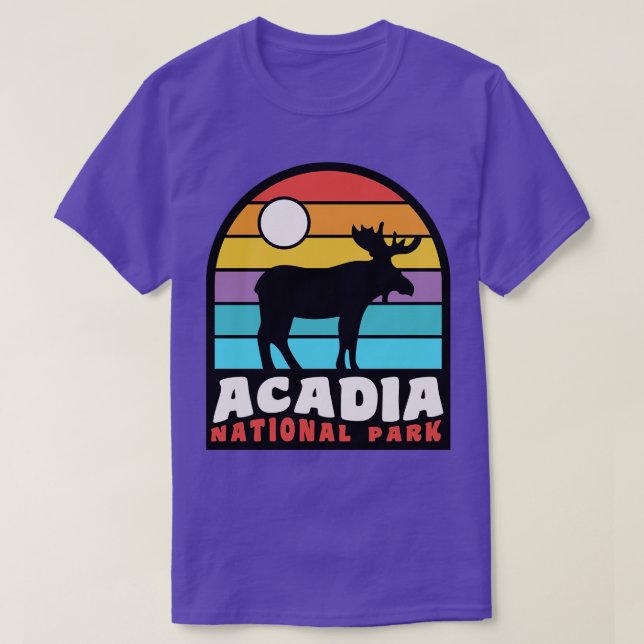 Acadia National Park Moose Badge T-Shirt (Design Front)