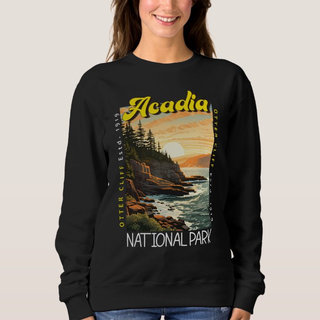 Acadia National Park Otter Cliff Distressed Sweatshirt (Front)