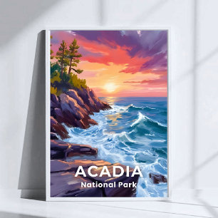Acadia National Park   Otter Cliffs Maine Travel Poster