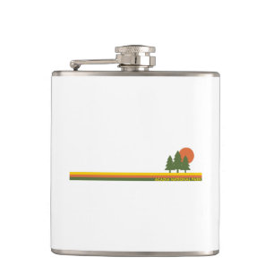 Acadia National Park Pine Trees Sun Hip Flask