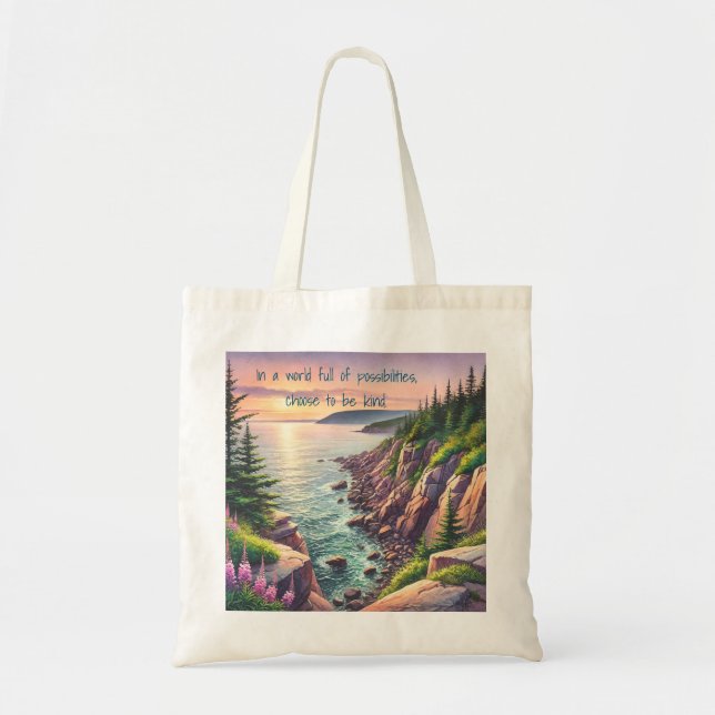 Acadia National Park & Quote Tote Bag (Front)