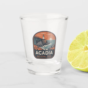 Acadia National Park Retro Emblem Shot Glass
