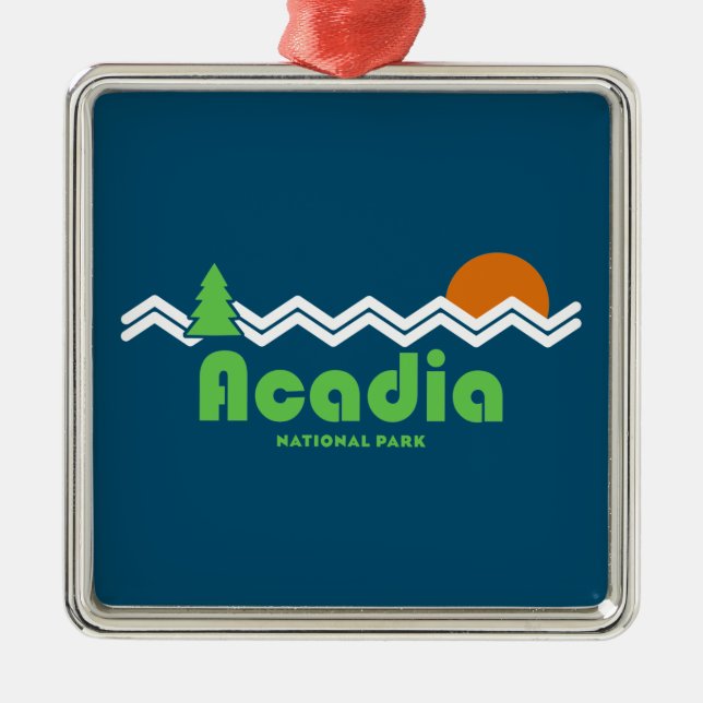 Acadia National Park Retro Metal Ornament (Front)