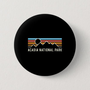 Acadia National Park Retro Mountain Lines Camping 6 Cm Round Badge