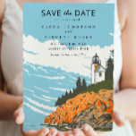 Acadia National Park Save The Date Retro Invitation<br><div class="desc">Presenting the captivating Acadia National Park Save the Date Card, brought to life with vibrant retro colours! Behold the majestic Acadia National Park landscape gracing this exquisite invitation. Personalisation is key – effortlessly tailor the text to harmonise with your wedding specifics. Select from an array of font styles and hues...</div>