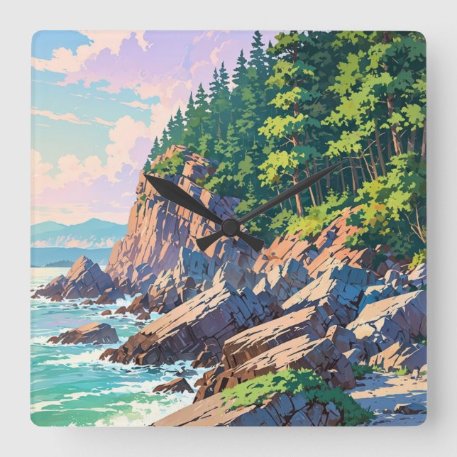 Acadia National Park Square Wall Clock (Front)