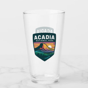 Acadia National Park Sunset Badge Illustration Glass