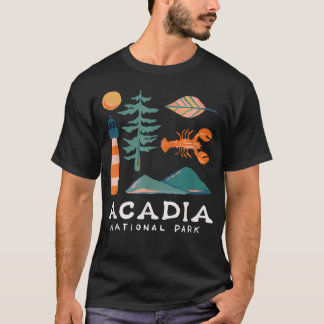 Acadia National Park Travel Icons Maine Vacation T-Shirt