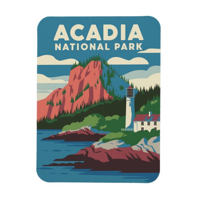 Acadia National Park Vintage Lighthouse Magnet (Vertical)