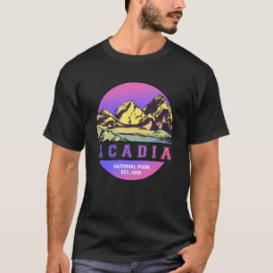 Acadia National Park Vintage Retro Style Sunset Gr T-Shirt