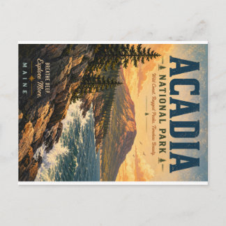 Acadia National Park Vintage Scenic Poster with Ru Holiday Postcard
