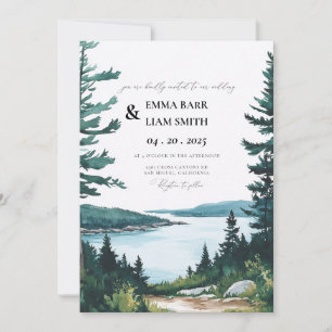 Acadia National Park Wedding Watercolor Invitation